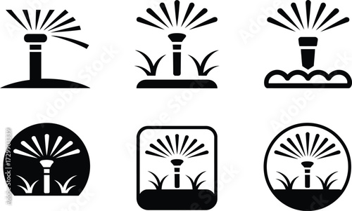 Collection of Sprinkler Icons for Lawn and Garden Care