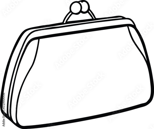 minimal clutch purse line art on transparent background