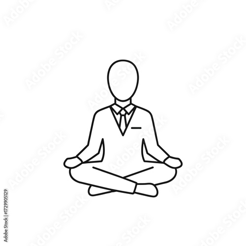 Vector art of businessman in lotus position shows relaxation and stress management