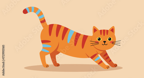 Adorable Orange Tabby Cat with Blue Stripes.