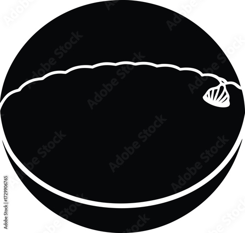 ocean tide pools with seashells line art on transparent background