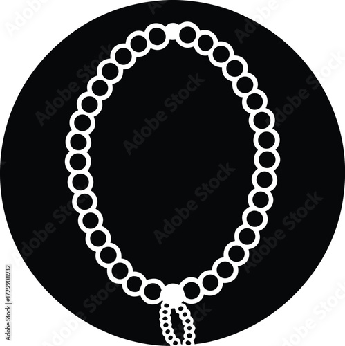 Prayer beads in a circle line art on transparent background