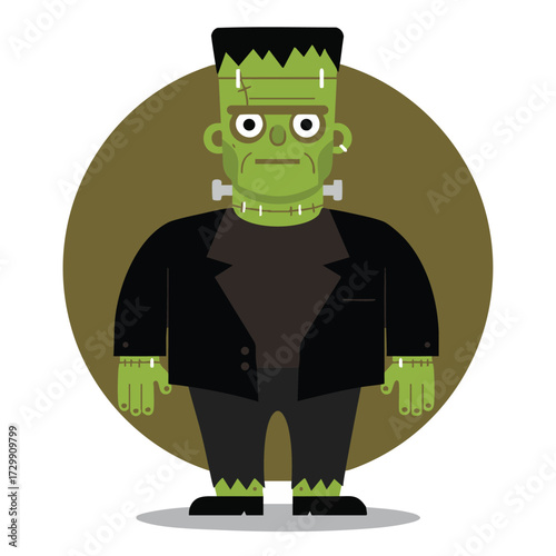 Cute Frankenstein Monster – Halloween Cartoon Character Vector