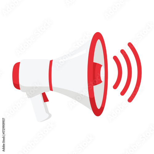 Retro megaphone with sound waves, announcing important news or information