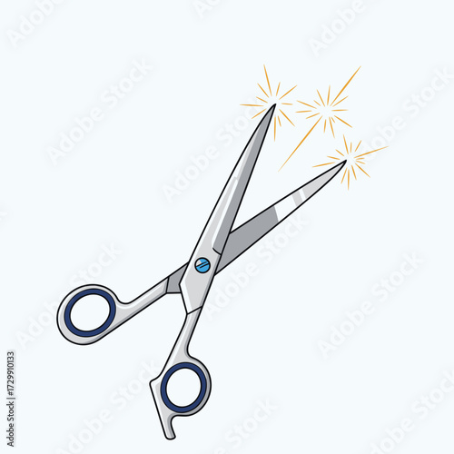 Sharp professional scissors gleaming with magical sparkles for precision hair cutting.