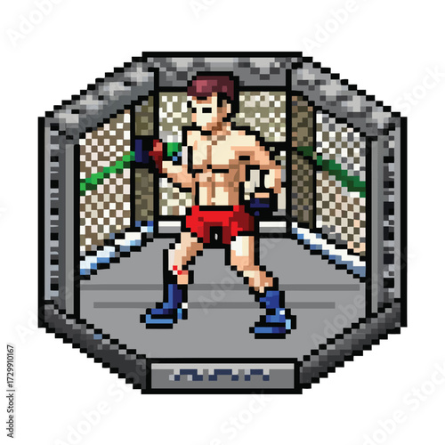 Pixel Art MMA Fighter Sprite, 16-bit Combat Sports Character for RPG