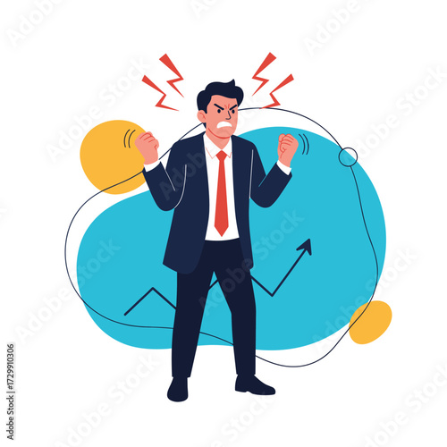 A stressed businessman experiencing anger and frustration due to work pressures and challenges.