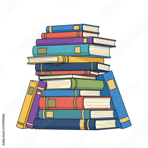 A colorful and diverse collection of educational books stacked high creating a visually appealing arrangement for learning and knowledge acquisition.