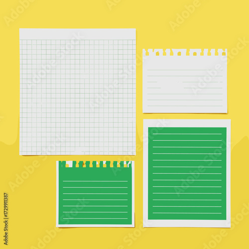 Four different types of lined paper for notes and reminders.