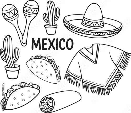 Mexico Line Art Doodle Collection