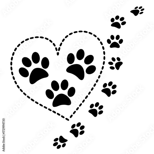 heart with black and white cats