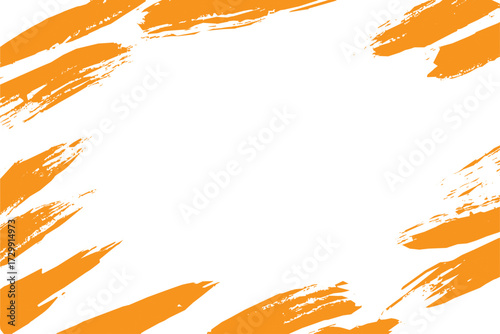 Orange Paint Brush Stroke Frame Background
