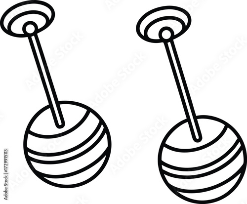 Simple stud earrings line art on transparent background