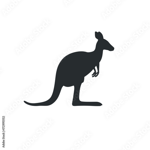 A classic black silhouette of a kangaroo in a resting pose, iconic of Australian wildlife.