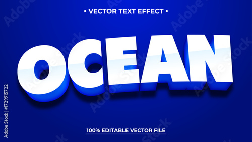 Bold 3D OCEAN Text Effect on a Deep Blue Background