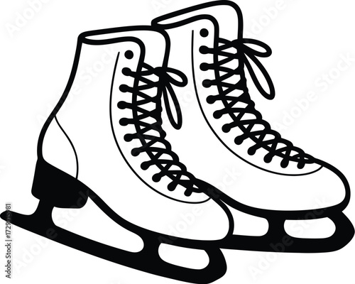 Classic figure skates with laces and blades for winter sports and ice skating