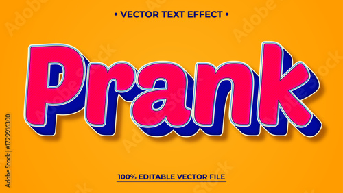 Bold Prank Text Effect with Pink and Blue on Yellow Background Editable Vector