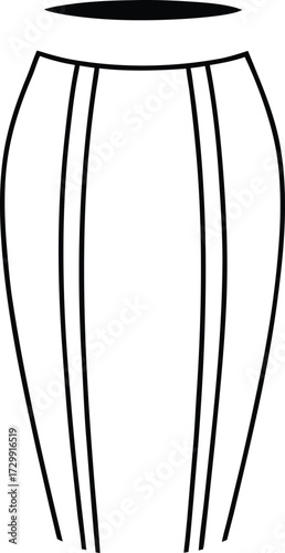 slim pencil skirt line art on transparent background