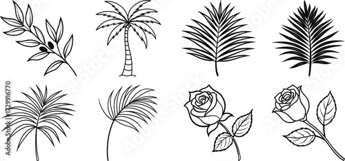 Leaf icons set. Green leaves vector collection. Ecology, environment, and nature symbol. Bio, organic, and vegan sign. Plant sprout logo element for eco friendly products.
