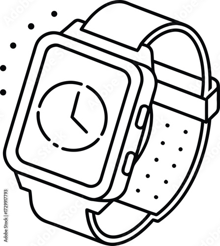 smartwatch with digital time line art on transparent background