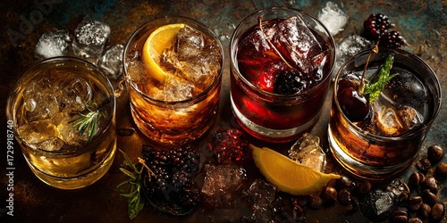 Spirits, liqueurs, distillates, whiskey, and more. Banner featuring a drink.
