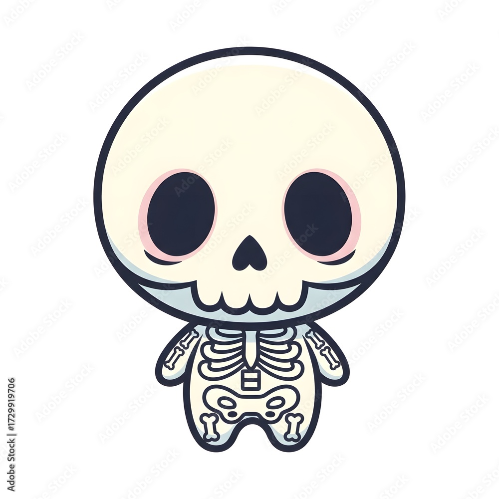 Fototapeta premium Adorable and Spooky Skeleton Character with a Big Head