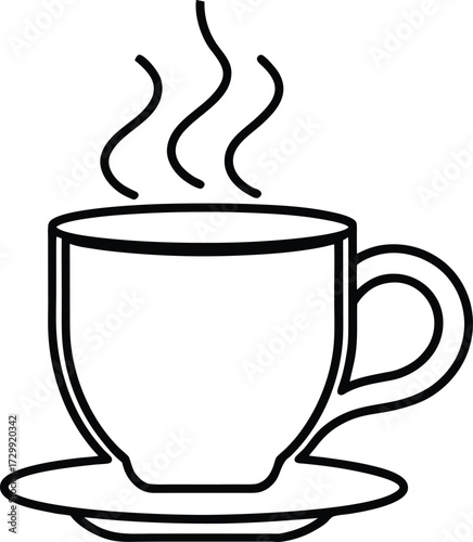 steaming espresso shot line art on transparent background