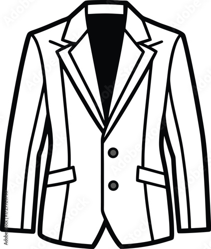 stylish blazer with two buttons line art on transparent background