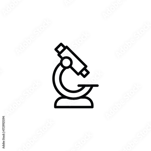 black Simple microscope line icon. Stroke pictogram. Vector illustration isolated on a white background. Premium quality symbol. eps10 Vector sign for mobile app and web sites.