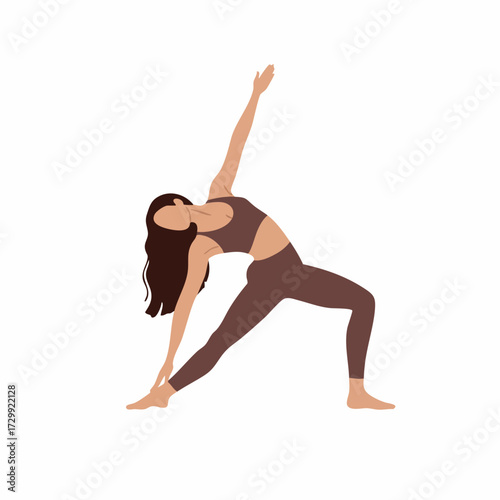 Minimalist Faceless Woman in Triangle Pose Practicing Yoga Illustration