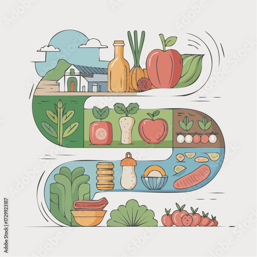 Vibrant farm to table journey showcasing fresh produce, healthy ingredients, and a sustainable lifestyle from field to kitchen.