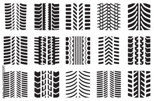 Tire Track Vector Set Wheel Print Pattern Offroad Car Mark Design
