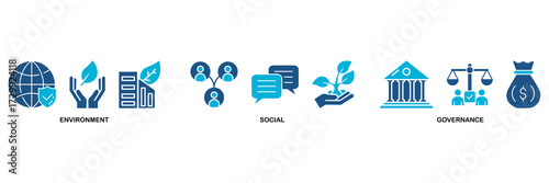 ESG icon set vector illustration concept for Environment Social Governance of corporate sustainability performance for investment screening