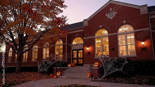 School in Halloween theme background