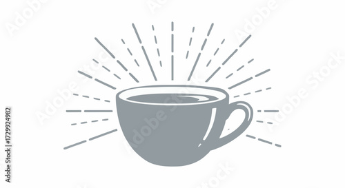 Stylized cup of coffee with radiating lines