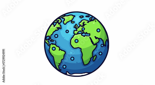 Stylized cartoon earth globe with continents and oceans