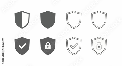 Shield icons with checkmark and lock symbols