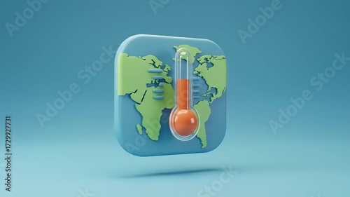 3D illustration of a thermometer and globe representing global warming and climate change awareness