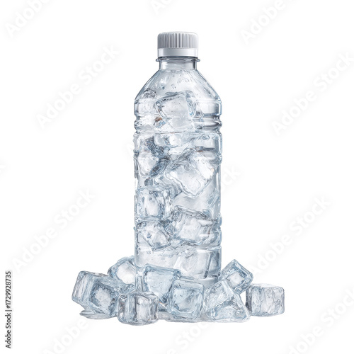 plastic water bottle png ice cubes png cold water png bottled water png transparent background image