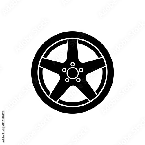 Car wheel tire silhouette icon vector flat illustration design.