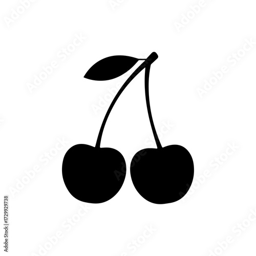 Black cherries silhouette vector flat illustration design.