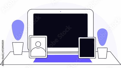 Digital communication devices including tablet PCs and smartphones with a blank screen  illustration