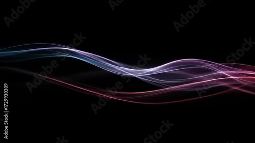 Abstract design featuring flowing, vibrant lines against a dark background.