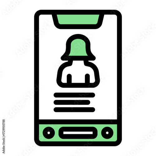 Social media profile icon in Outline Color Lineal style, representing avatar, networking, and online connections