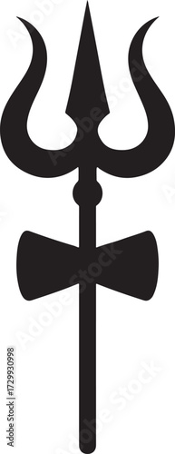 Lord Shiva Trishul and Damaru Icon Black Vector Silhouette of Trident and Drum for Hindu Spiritual Yoga Mythology and Festival Design Symbol