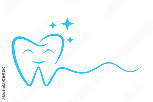 Blue tooth logo icon, tooth symbol for dental clinic or dentistry medical center.  flat vector illustration design.