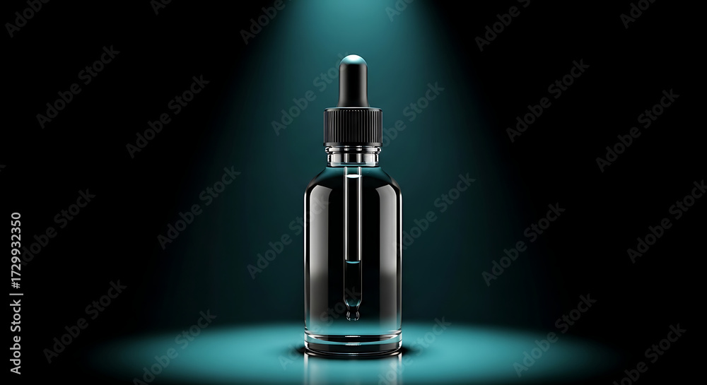 Naklejka premium Dropper Bottle Minimalist 3D Mockup Dark Mode