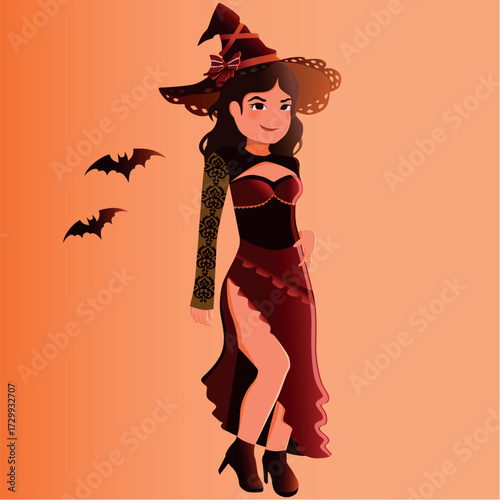 Girl in Halloween Witch Costume