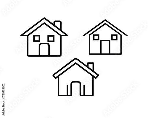  house and home icon set in black vector illustration