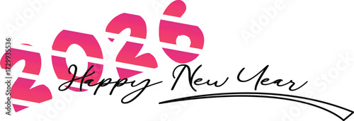 Vector art of happy new year 2026 text and graphic